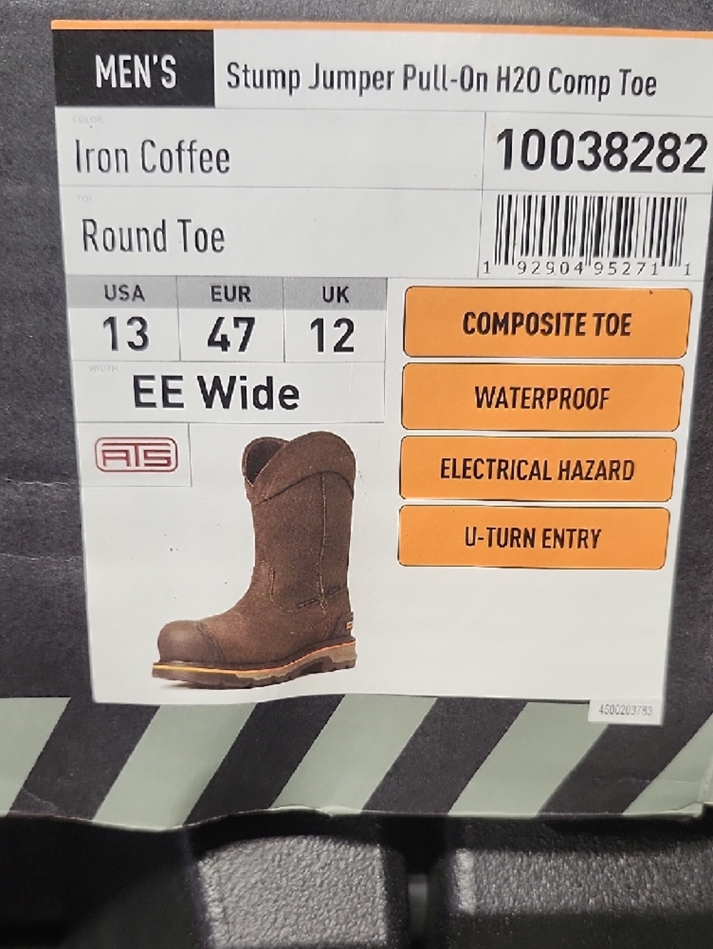 Ariat mens Stump Jumper Pull-on Waterproof Composite Toe Work Boot - Picture 11 of 11